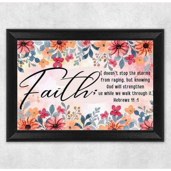 Faith Floral Poem Laminated Print Unframed Poem Picture 8.5x11 Gifts - Picture 2 of 2